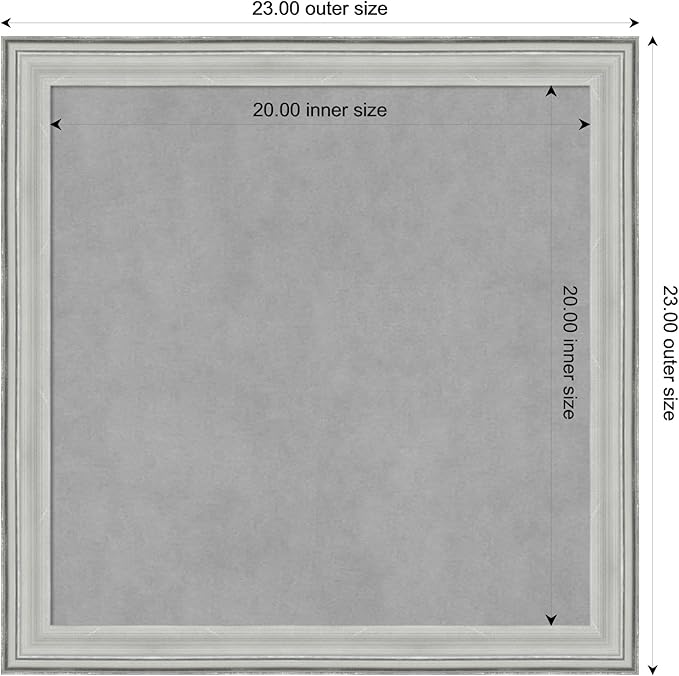 Amanti Art Silver Framed Magnetic Board 23x23 Medium Vision Board for use with Magnets, 100% Metal Sheet to Display Items as Office Decor or for Home Organization in mudroom, Kitchen or Kids Room