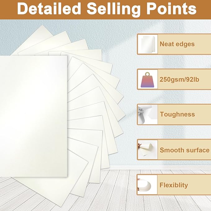 Silunkia 28 Sheets Cream Shimmer Cardstock 8.5 x 11 Off White Paper, 92lb Heavyweight Glossy Paper Card Stock for DIY Cards Making, Business Cards, Wedding Invitations, School Crafting, Menus
