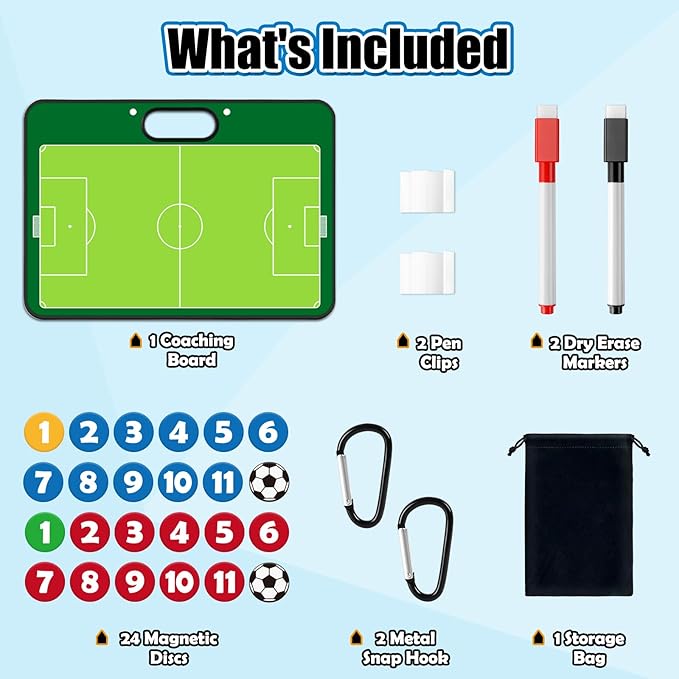 Torlam Magnetic Dry Erase Coach Board, Baseball, Soccer, Football, Basketball Coaching Clipboard