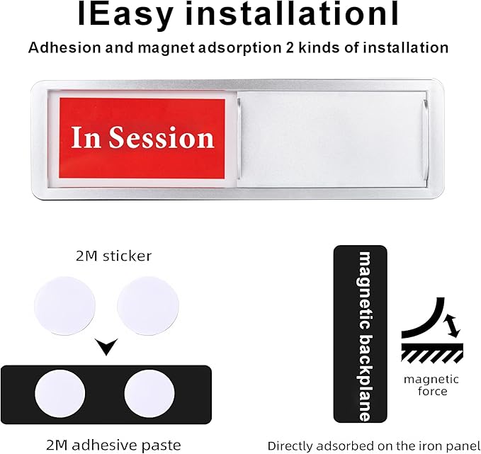 In Session or Available Door Sign, Sliding Privacy Indicator for Home Office Studio Restroom Conference Hotel Hospital, 7 x 2 Inch Room Status Display