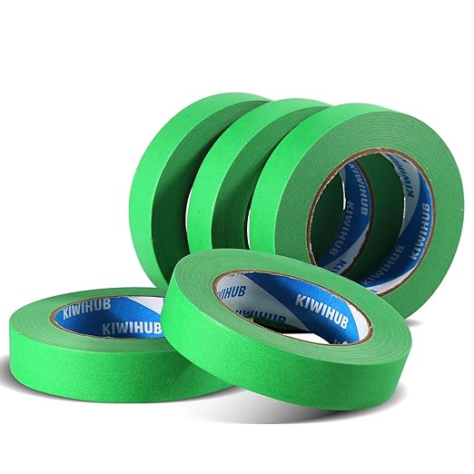 KIWIHUB Green Painters Tape,1 inch x 60 Yards x 10 Rolls (600 Yards Total) - Medium Adhesive Masking Tape for Painting,Labeling,DIY Crafting,Decoration and School Projects