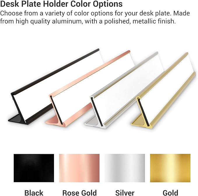 Custom Engraved Desk Plate | Personalized with your Name and Title | Perfect Decor for Office, Business, or Home | Multiple Font and Color Options | 2x8" or 2x10" (White w/Black Letters, 2x8")