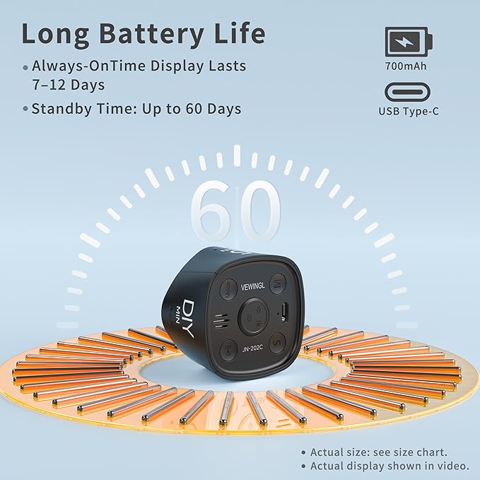 VEWINGL Cube Productivity Timer, 5/10/25/DIY Min Presets + Count-Up Mode, Time Display & Alarm Clock, Sound/Vibrate/Silent Alerts, Pause & Resume, Desk Timer for Work, Study, Kitchen (Black)