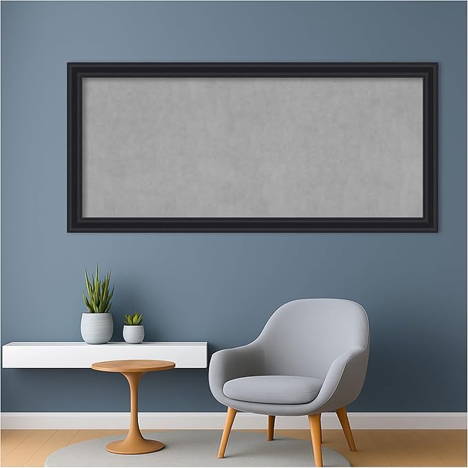 Amanti Art Black Framed Magnetic Board 24x52 Oversize Vision Board for use with Magnets, 100% Metal Sheet to Display Items as Office Decor or for Home Organization in mudroom, Kitchen or Kids Room