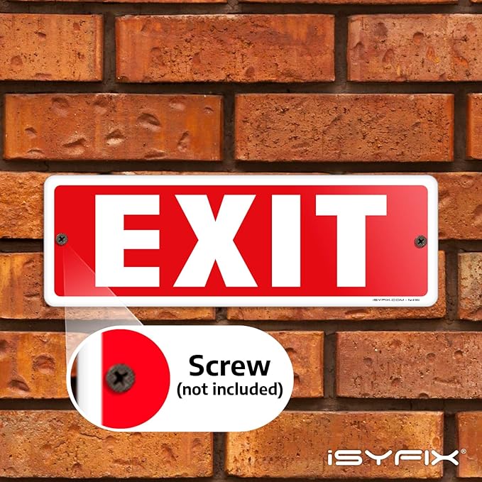 iSYFIX Exit Sign – 2 Pack 12x4 Inch – 100% Rust Free .040 Aluminum Signs, Laminated for Ultimate UV, Weather, Scratch, Water and Fade Resistance, Indoor and Outdoor, Exit Signs for Exterior.