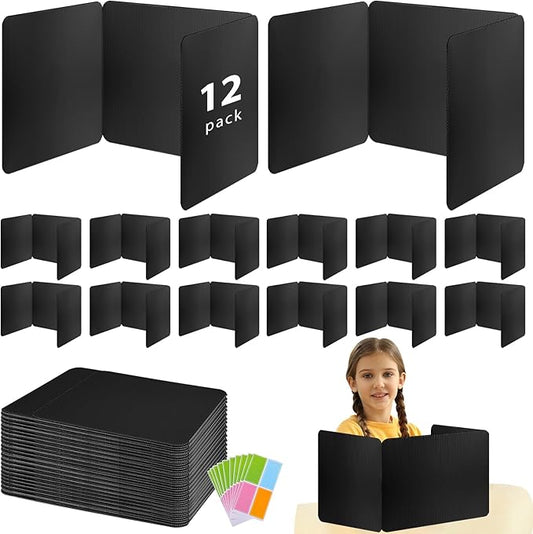 12 Pack Desk Dividers for Students, Waterproof Durable Plastic Testing Dividers Privacy Folders for Classroom, Easy to Clean, Desk Privacy Panel Classroom Shield Folder Boards Teacher Supplies
