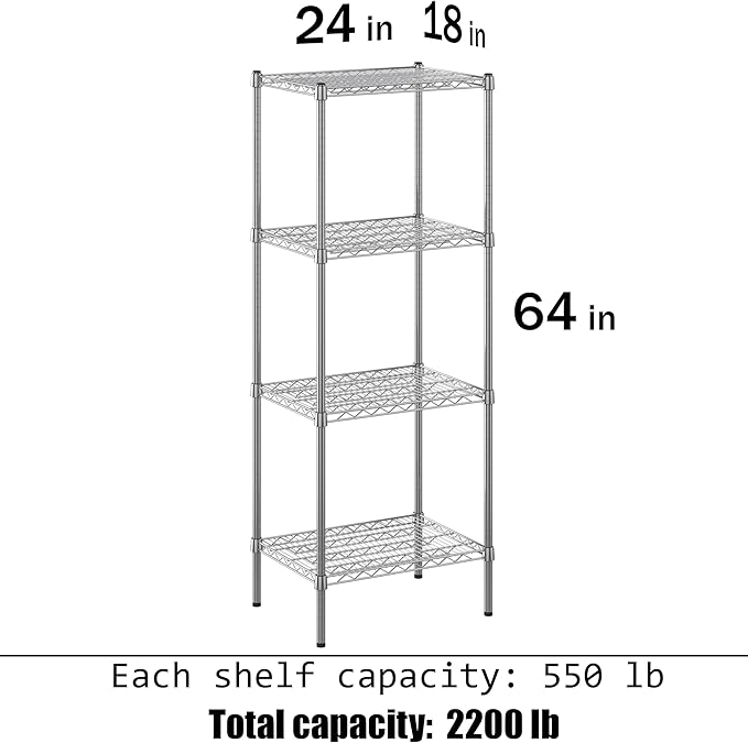 Regal Altair 18" Deep x 24" Wide x 64" Height Wire Shelving Kit | 4-Tier | NSF Commercial Storage Rack Unit