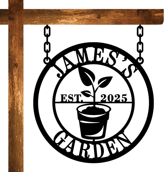 ENFODREAM Personalized Metal Garden Sign, Family Last Name & Established Date, Custom Name Garden Sign, Metal, 12/16/20/24 Inch, Rustic Style, Wall Mount, Perfect for Home Decor & Gifts