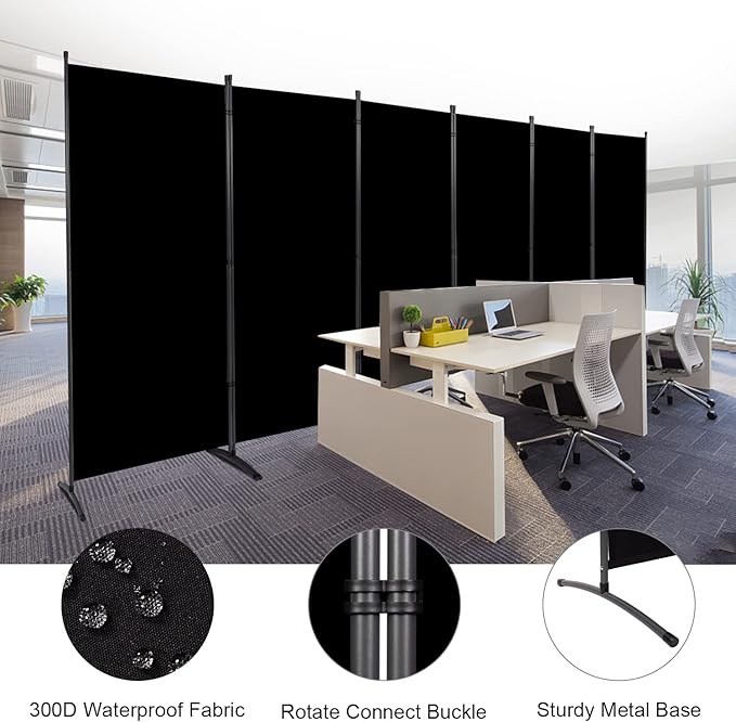 Room Divider 6FT Folding Privacy Screens, 6 Panel Partition Room Dividers w/Freestanding Design, Portable Wall Divider for Room Separtation, Fabric Screen Panel for Home Office Bedroom Dorm