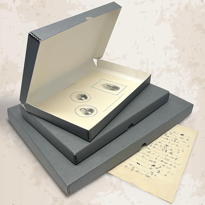 Golden State Art, Archival Folio Storage Box 11x14, Clamshell Design with Metal Edge, Preserve and Store Photos Documents Cards Prints Arts Crafts DIY, Gray, Pack of 2