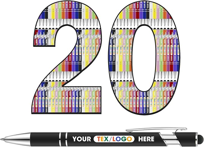ENOMY Personalized Pens Bulk Free Engraved with Logo/Name/Message Black Ink Custom Pens Customized Stylus Ballpoint Pens Ideal Gifts for Business Anniversary (20)