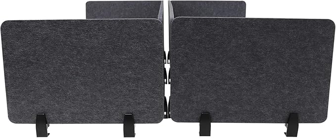 ReFocus Raw Clamp-On Acoustic Desk Divider Mounted Privacy Panel Set – Reduce Noise & Visual Distractions for Office, Study (Anthracite Gray, 2× Long (59"×16") + 4× Short (23.6"×16"))