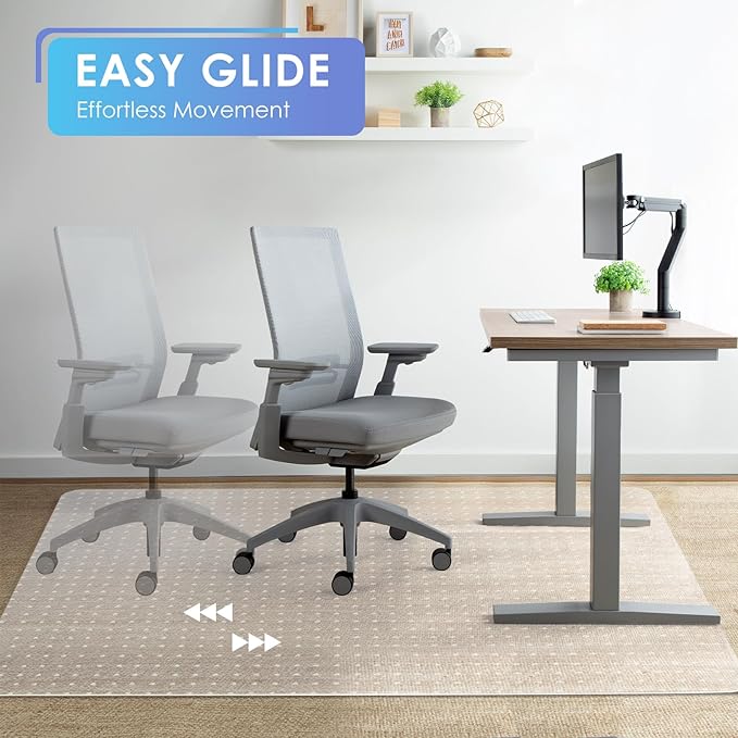 Vicwe Large Office Chair Mat for Carpeted Floors，60"X48" Rectangle Desk Chair Mats with Studs for Low and No Pile Carpeted Floors, Easy Glide Computer Desk Chair Mat for Home & Offices