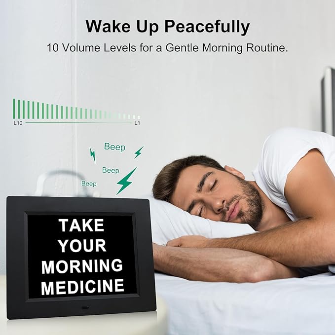 TMC 【New 2026】 Dementia Clock Large Digital Clock for Seniors, Large Display with Custom Alarms, Digital Calendar Alarm Day Clock with Day & Date for Elderly, Clear Numbers Alzheimer (Black, SD)