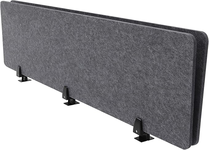 ReFocus Raw Clamp-On Acoustic Desk Divider Mounted Privacy Panel Set – Reduce Noise & Visual Distractions for Office, Study (Anthracite Gray, 2× Panels (60"×16"))