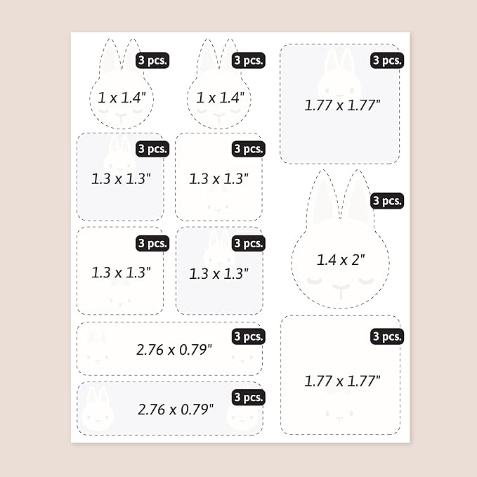 Large Name Labels for Kids (33) - Custom Stickers for Daycare and School Supplies - Durable, Waterproof Stickers for Water Bottles, Lunch Boxes, and More with Unique Designs - Bunny