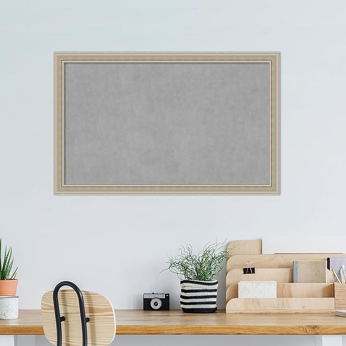 Amanti Art Silver Framed Magnetic Board 28x44 Large Vision Board for use with Magnets, 100% Metal Sheet to Display Items as Office Decor or for Home Organization in mudroom, Kitchen or Kids Room