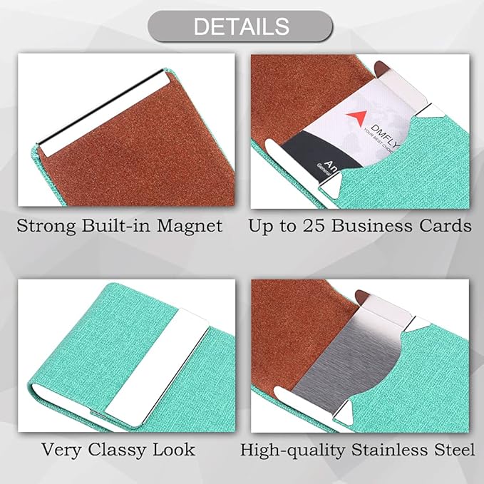 DMFLY Business Card Holder for Women and Men - Magnetic Shut Case for Purse, Green-bm
