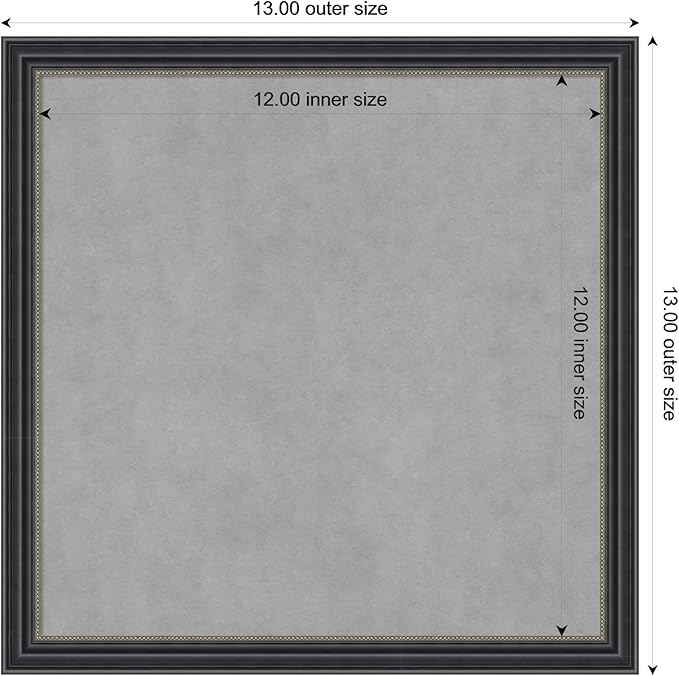 Amanti Art Black Framed Magnetic Board 13x13 X-Small Vision Board for use with Magnets, 100% Metal Sheet to Display Items as Office Decor or for Home Organization in mudroom, Kitchen or Kids Room