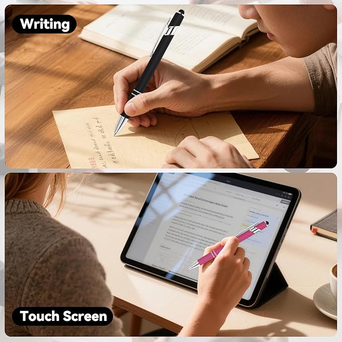 WYPAS Bulk Custom Pens - Personalized with Name, Engraved Text/Logo - Stylus Tip, Black Ink - Options for Corporate Gatherings, Events & Promotions (Purple)
