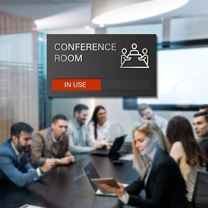 Conference Room Sign - In A Meeting Sign for Office Door, Do Not Disturb, In Use/Available Slider Indicator for Office Tell Whether Meeting Room is In Session