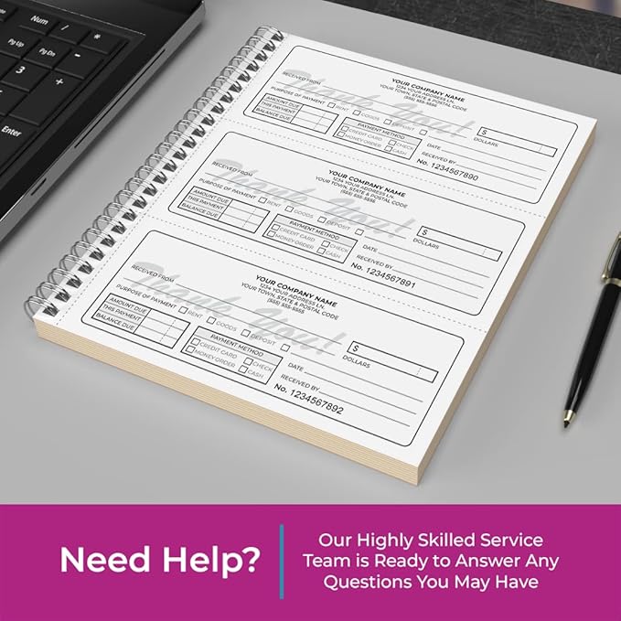 Custom 8.5" x 7" (3 Per Page) Carbonless NCR Books in 2-Part Duplicate Invoices, Receipts, Work Orders, Sales Orders, Purchase Orders, Estimates, Quote Forms with Your Company/Business Name (150 Sets)