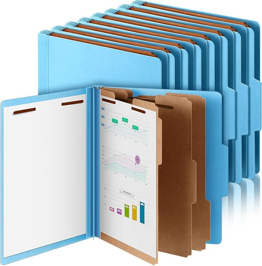 Skyygemm 24 Pcs Classification Folders Letter Size, 3 Divider Pressboard File Folder with Fasteners, Expanding File Organizer Bulk for School Teachers, Office Employee, Coworker, Staff (Blue)