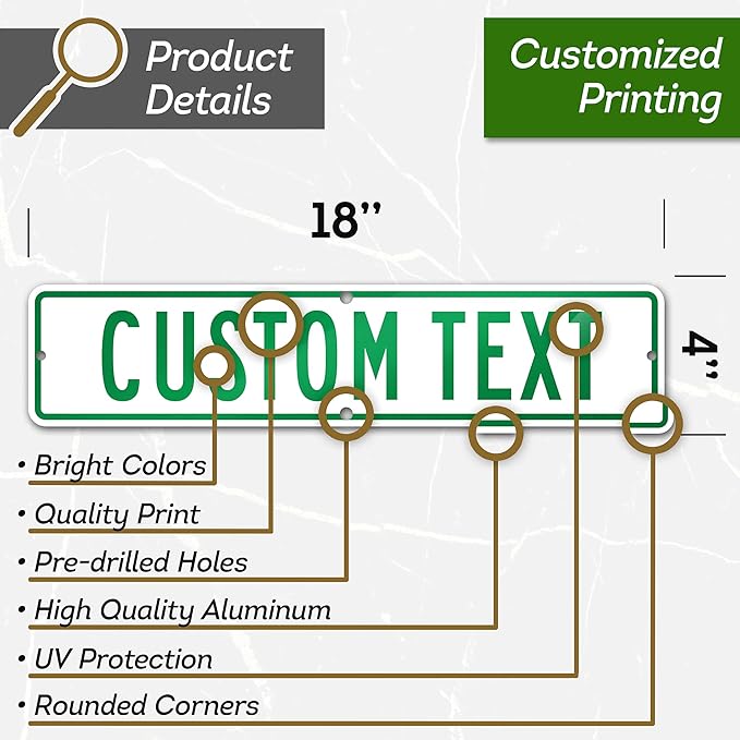 Custom Street Sign, Address Sign, 8 Colors, Reflective Option, Mounting Options, 4x18 Inch, Thick Rust-Free AlumaBond, Made in USA By My Sign Center (Contour)