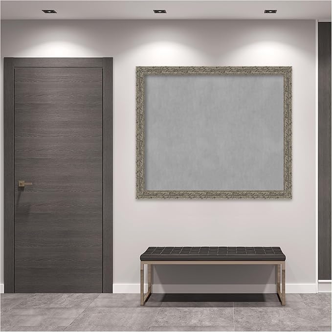 Amanti Art Silver Framed Magnetic Board 45x53 Oversize Vision Board for use with Magnets, 100% Metal Sheet to Display Items as Office Decor or for Home Organization in mudroom, Kitchen or Kids Room
