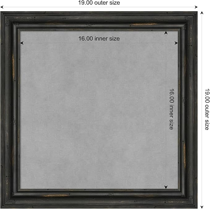 Amanti Art Black Framed Magnetic Board 19x19 Small Vision Board for use with Magnets, 100% Metal Sheet to Display Items as Office Decor or for Home Organization in mudroom, Kitchen or Kids Room