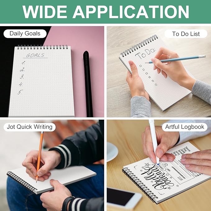 Engrowtic Dot Grid Notebook Top Spiral Notebook A5 Size Bullet Dotted Paper Hardcover Dot Journal 8.3''x 5.8'' 140 Pages Spiral Notepads for Sketching Drawing Writing School Office(Black,6 Pcs)