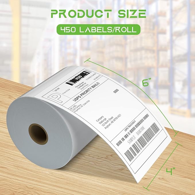 MFLABEL 4x6 Direct Thermal Shipping Labels - 20 Rolls of 450 Labels/Roll, Compatible with Zebra 2844/ZP450/ZP500/ZP505, USPS/FedEx/UPS/Amazon Shipping, Smudge-Resistant & Permanent Adhesive