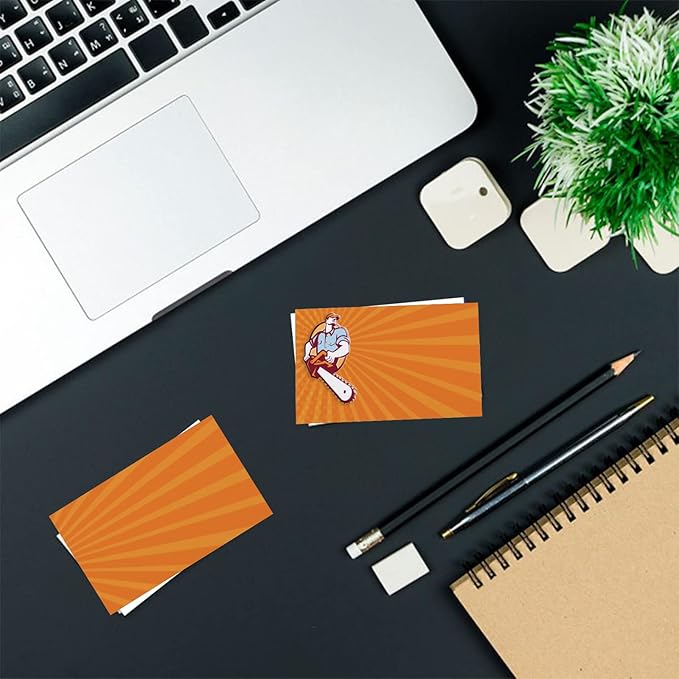 Custom Business Cards Personalized Business Cards for Small Business 300gsm Matte Paper Front & Back Sides Printed 3.5" x 2" - Chainsaw Template
