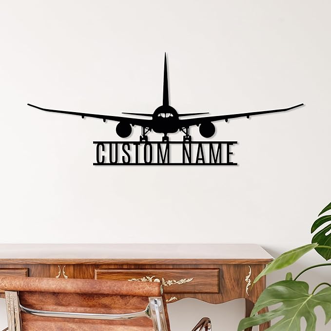 Personalized Metal Airplane Wall Art, Airplane Name Sign, Customized Pilot Name Sign, Airplane Hangar Sign Decor, Aviation Home Office Decor, Large Outdoor Decor, Pilot Gifts, Aircraft Lovers Gift