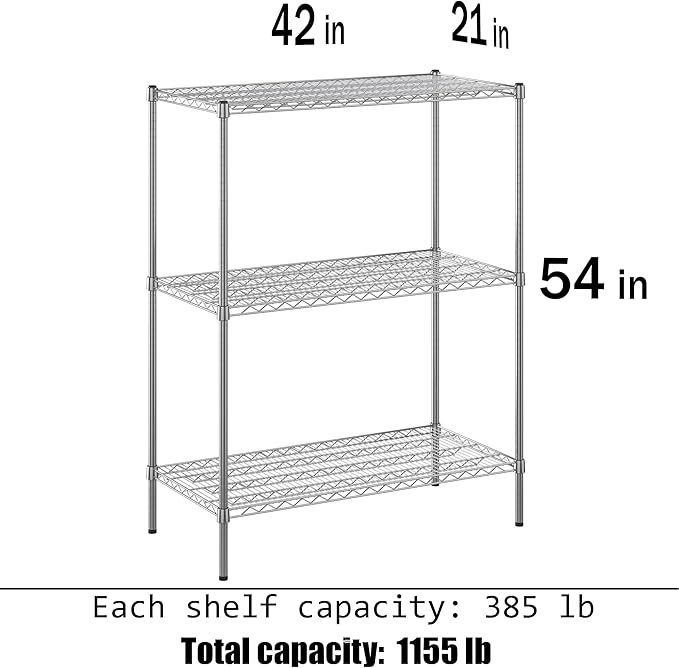 Regal Altair 21" Deep x 42" Wide x 54" Height Wire Shelving Kit | 3-Tier | NSF Commercial Storage Rack Unit
