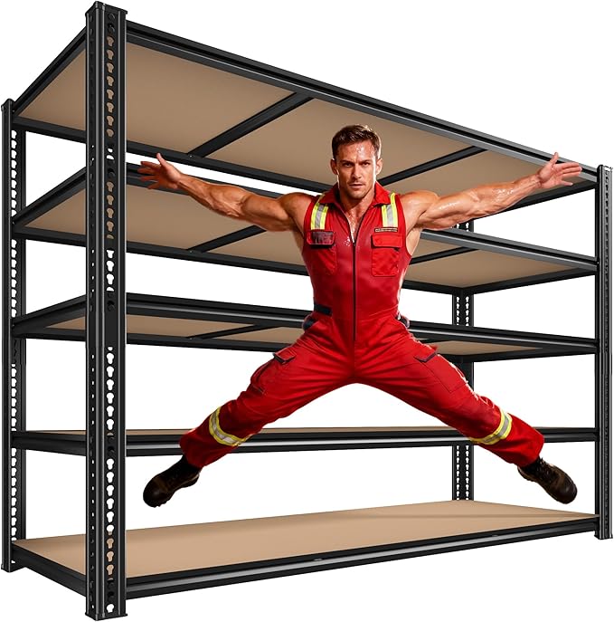 ROOMFAVE 60" W Garage Shelving 72" H Metal Shelving 3500LBS Storage Shelves Heavy Duty 5 Tier Adjustable Shelving Unit for Storage Rack Pantry Shelf Commercial,60" W x 24" D x 72" H