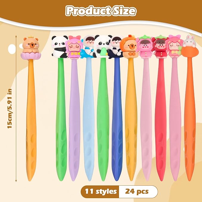 24 Pcs Cute Retractable Eraser for Pencils Cute School Supplies Kawaii Erasers for Kids Fun Cartoon Erasers Back to School Supplies Kid Party Favors Gift (Style 6)