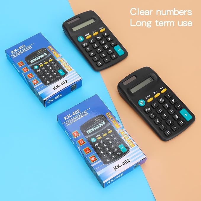 Riccioney 24 Pack Basic Mini Calculators - 8 Digit Display, Solar Battery & AC Power, Handheld for Office, School & Home