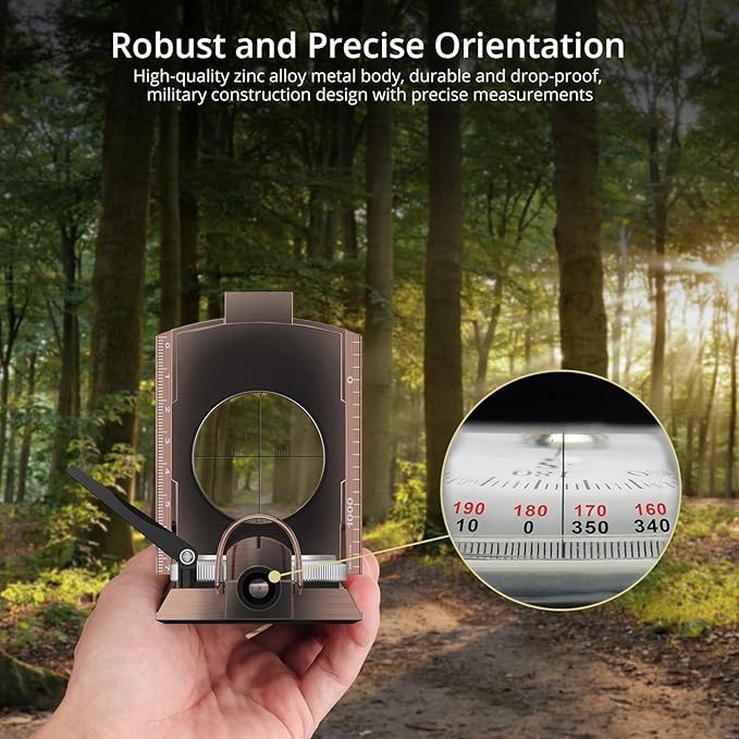 Anbte Compass Hiking Survival, IP65 Waterproof Metal Compass with Sighting Clinometer and Carry Bag, Multifunctional, Professional, for Camping Hunting Hiking Navigation