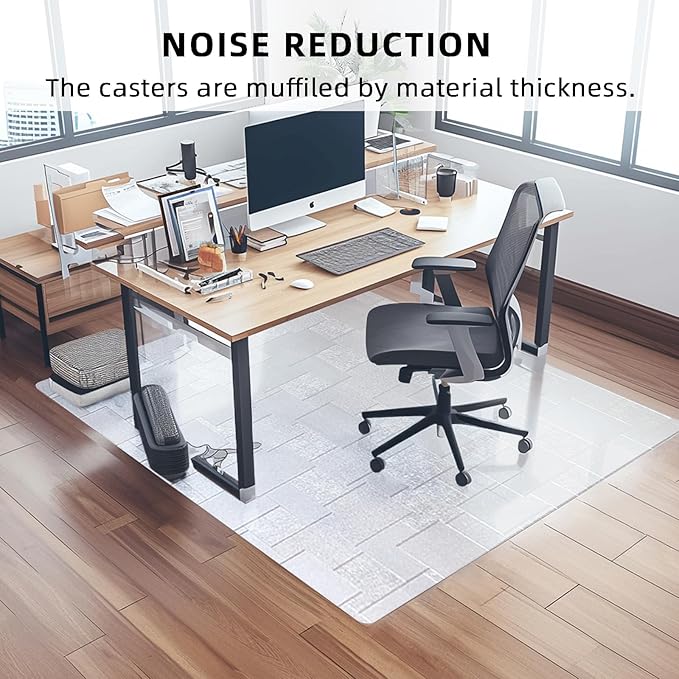 Chair Mat for Hardwood Floor, 45x53 inches Floor Mat Protector for Office Chair, Desk, Home, Frosted Pattern Rectangle Floors Protector