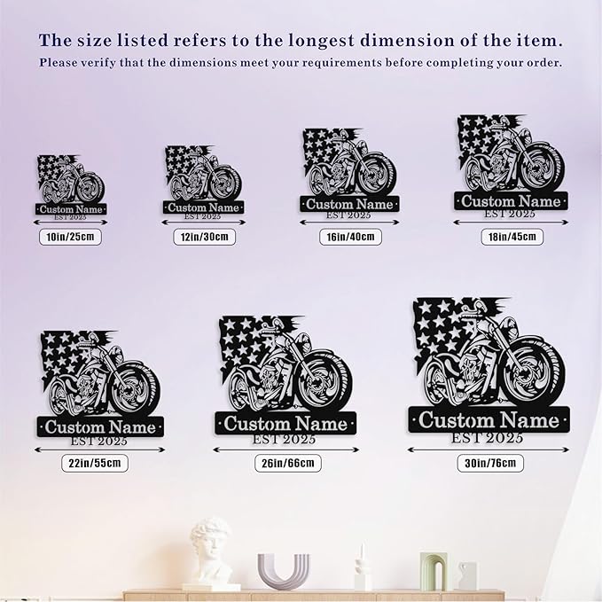 Custom US Flag Motorcycle Metal Signs Personalized Biker Name Sign Custom Garage Decor Motorbikes Wall Art Decor Motorcycle Sign Men Room Decorate Gifts for Men Husband Rider