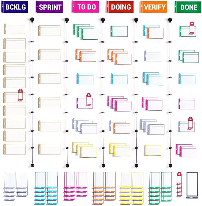 PATboard Kanban Board and Scrum Board – Full Toolset with 137 Scrum Cards for Whiteboard – Agile Kit, Agile Board, Kanban Board Kit – Scrum Tools, Project Management Tools