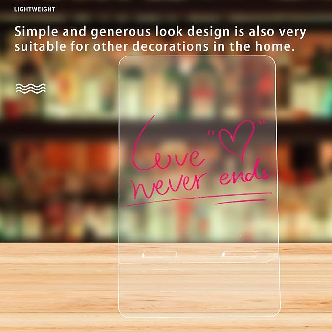 Generic 3pcs Acrylic Writing Memo Boards with Stand 9X15Cm Dry Erase Desktop Message Boards for Office and Student Use