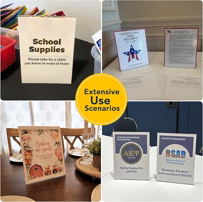 SVOPY Acrylic Sign Stand Holder - 8.5x11 Inches Plastic Acrylic Literature Holders, 12 Pack Sign Holders Suit for Flyer, Magazine, Pamphlet, Booklet Display
