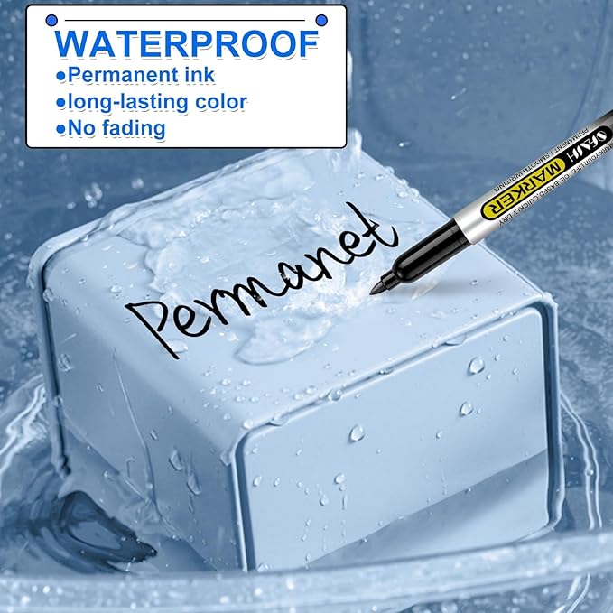 SFAIH 100 Black Permanent Markers Bulk -1s Quick Drying, Fine Point Markers for Writing, Labeling, School & Office, Warehouse, Business, Logistics, Waterproof Ink on Paper, Plastic, Metal, Cardboard