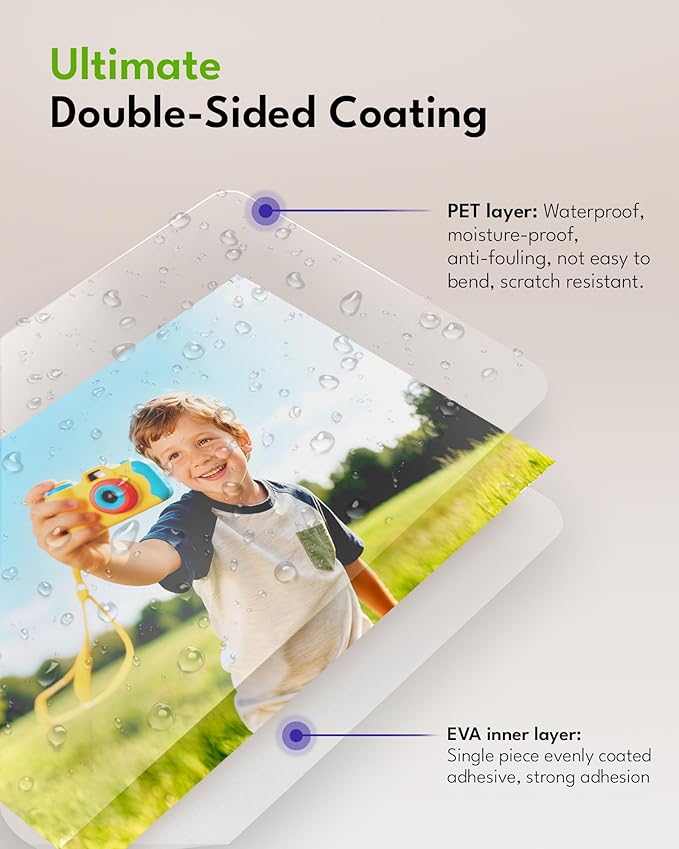 Uinkit 4mil Thicker Single-Sided Self-Adhesive Laminating Sheets, 60Pack (More Value) Letter Size 8.5x11"- Peel & Stick for Teachers, Office & Home Crafting - No Heat Machine Needed