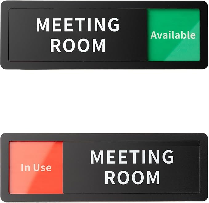 Meeting Room Office Door Sign Do Not Disturb,Versatile In-Use/Available Slider Sign for Business Home, Meeting Vacant Occupied Privacy Room Sign, Frosted Black 8" x 2.6"