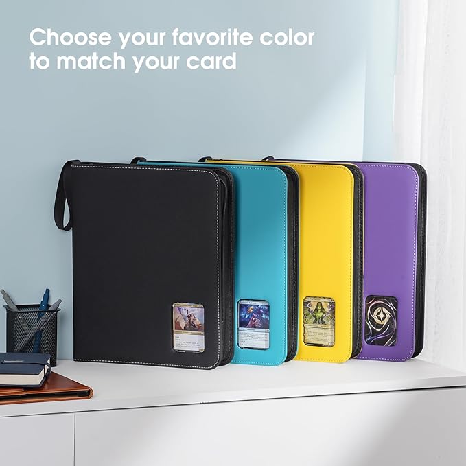 ProCase 900 Pockets Card Binder with Clear Window for Trading Cards, 9 Double Sided Pockets Cards Colletction Album Holder with Removable Sleeves for MTG, TCG, Sports Cards, Football Cards -Purple