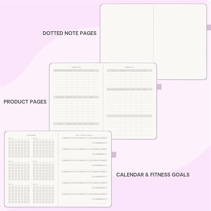 &And Per Se Fitness Workout Journal for Men & Women, Workout Log Book Planner with Daily Diet, Gym Exercise & Training Trackers - Undated, A5 Size, Leather Hardcover (Lavender)