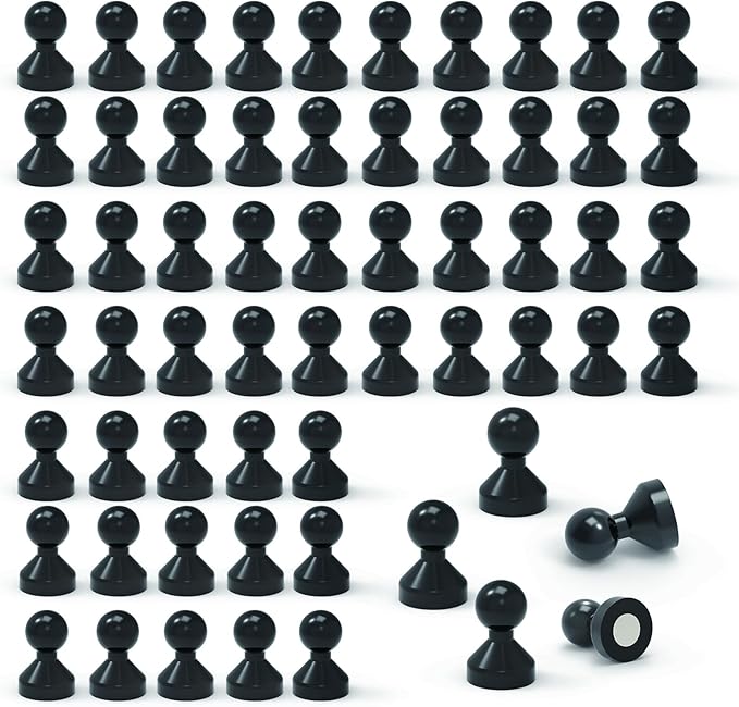 MHDMAG Magnetic Push Pins Powerful Push Pin Magnets for Fridge Whiteboards Calendars Maps in School & Office Pack of 60,Black